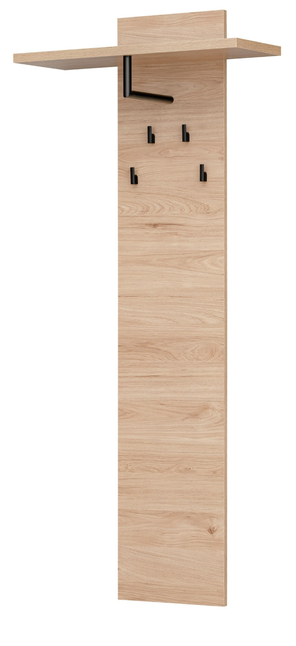 GARDEROBENPANEEL Eiche Jackson 60 cm, Wandgarderobe mit Kleiderstange - Eichefarben, Holzwerkstoff (60/146/28cm) - Furn.Design