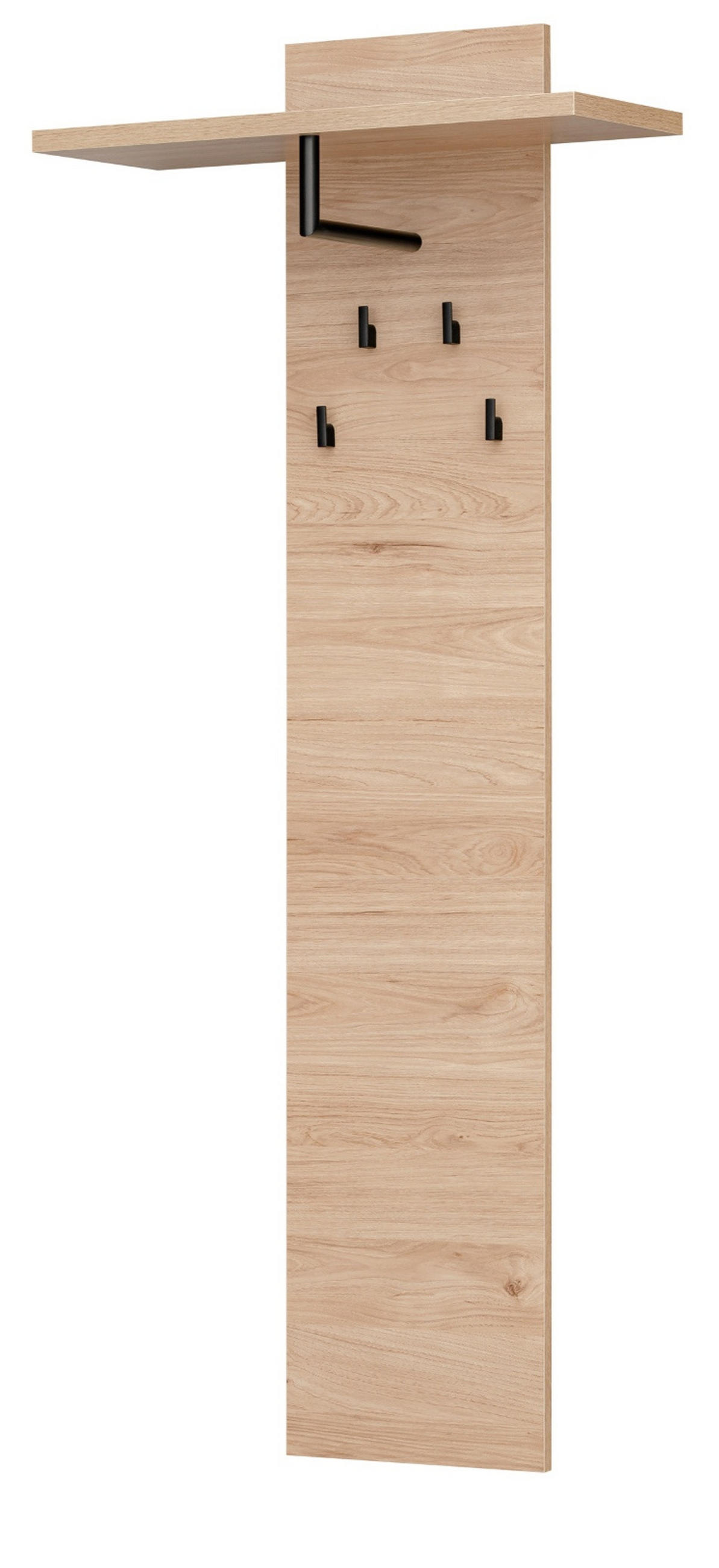 GARDEROBENPANEEL Eiche Jackson 60 cm, Wandgarderobe mit Kleiderstange - Eichefarben, Holzwerkstoff (60/146/28cm) - Furn.Design