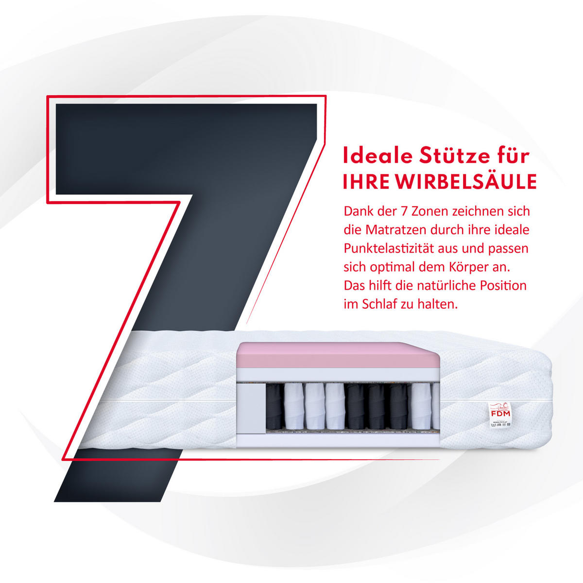 TASCHENFEDERKERNMATRATZE Solaris Max - Weiß, Textil (180/200cm) - FDM
