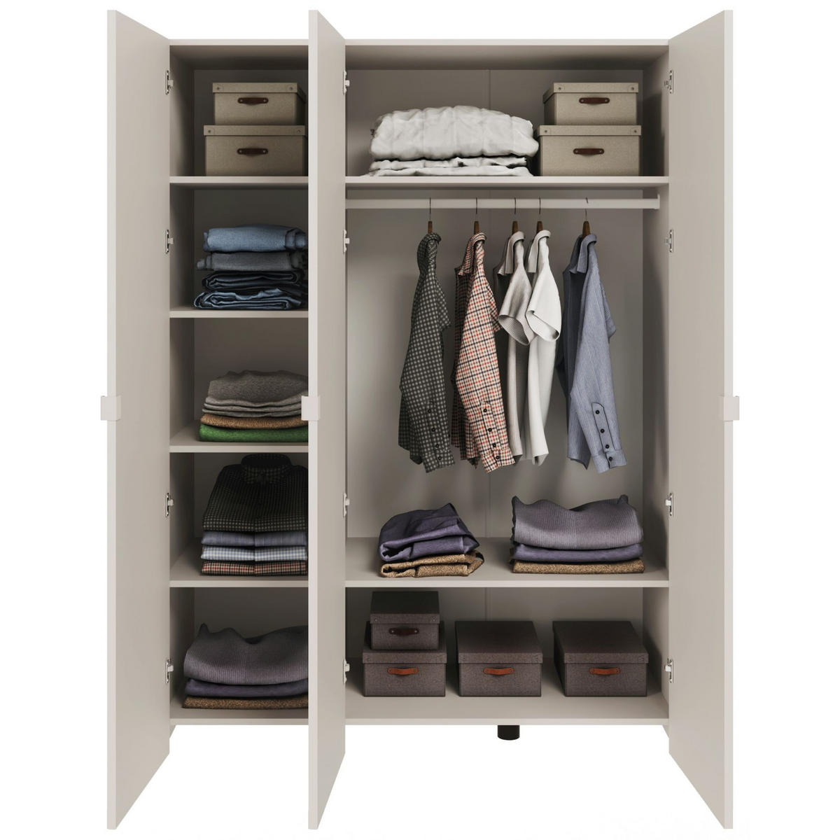 KLEIDERSCHRANK Arkadia Kaschmirgrau mit 3 Türen 150 cm - Taupe, Holzwerkstoff (150/200/53cm) - Selsey