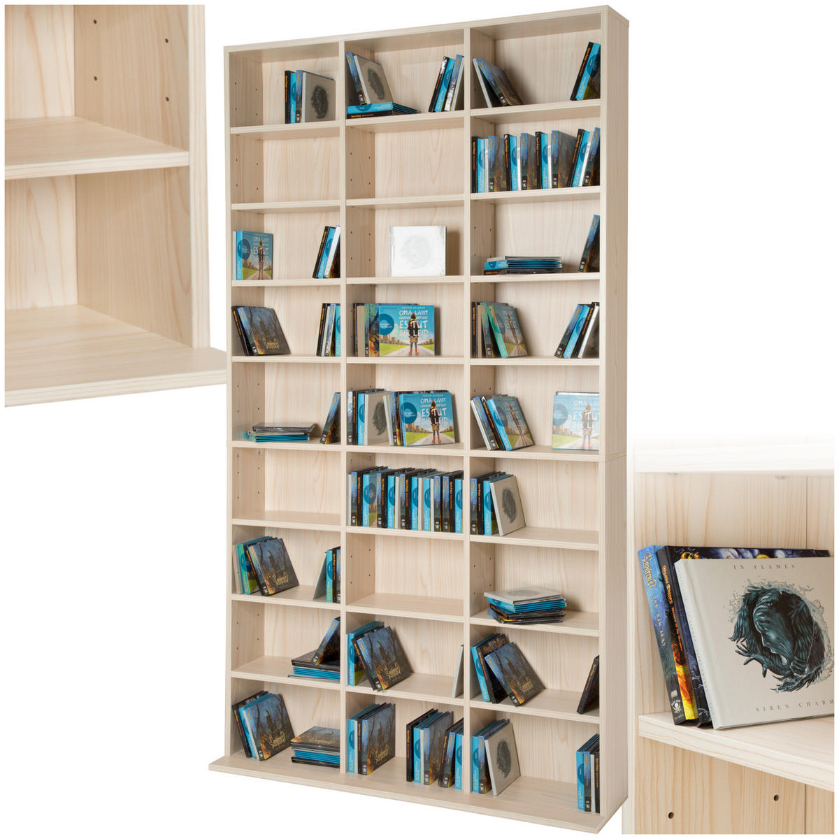 CD/DVD Regal Christel,180 x 102 x 23,5 cm,buche - Buchefarben, Holz (23.5/180/102cm) - tectake