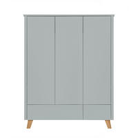KINDERKLEIDERSCHRANK Zara_3, 3-türig – ideal für das Kinderzimmer - Grau, Holzwerkstoff (136/176/51.5cm) - RAUMHIRSCH FURNITURE