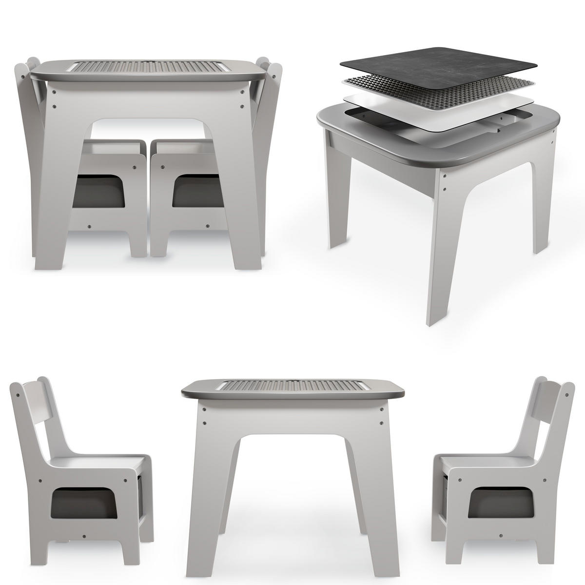 KINDERSITZGRUPPE Milou grau - Grau, Holz (60/50/60cm) - Juskys