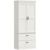 KÖKSSKÅP i spånskiva, krämvit - Cremefärgad/Svart, Träbaserade material/Plast (39/178/75cm) - HOMCOM