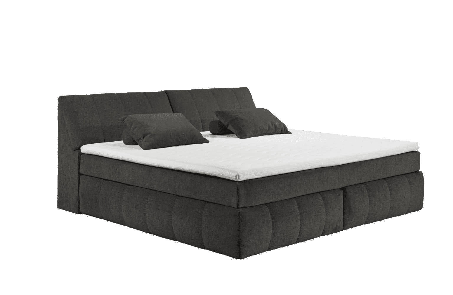 BOXSPRINGBETT XXL 240x200 – 7‑Zonen-Tonnentaschenfederkern, H2, Topper, Unterbox & Bettkasten - Anthrazit/Graphitfarben, Holz/Kunststoff (200/240cm) - ed exciting design
