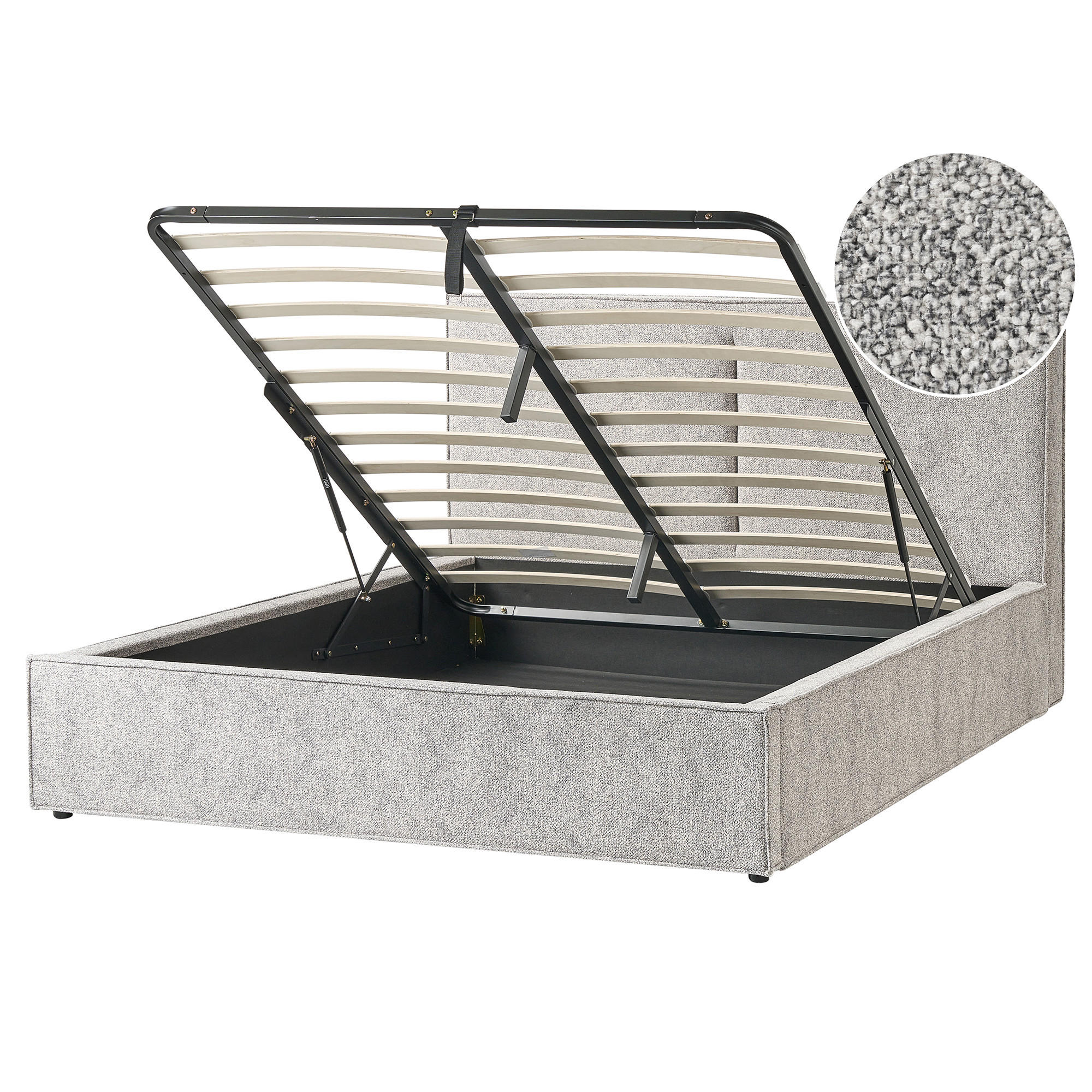 BETT mit Stauraum 160/200 cm Schwarz Moissac - Schwarz/Weiß, Textil (160/200cm) - Beliani