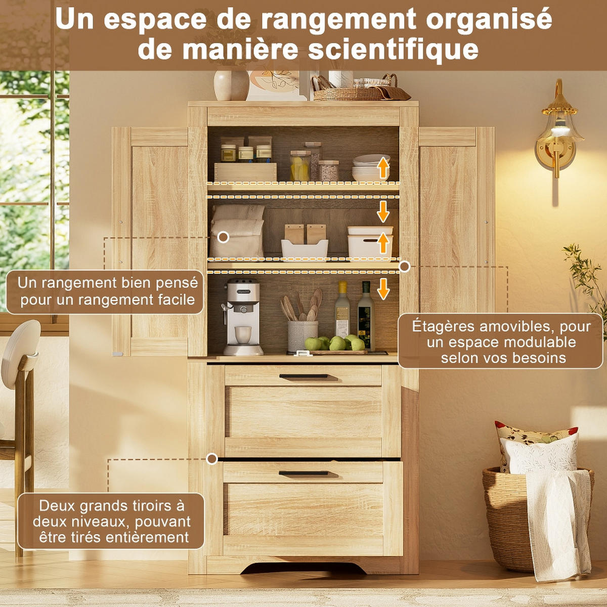 KÜCHENINSEL Küchenschrank Landhausstil, SCHEUNENTÜR DESIGN, mit 2 Schubladen, Naturholzfarbe, 60/128/30 cm - Naturfarben, Kunststoff (30/128/60cm) - Rolipo