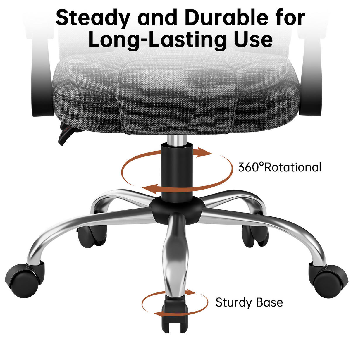 BÜROSTUHL Schwarz-Grau Serie Ergonomisch Stoff - Grau, Metall (32/58.5/70cm) - Rattrix