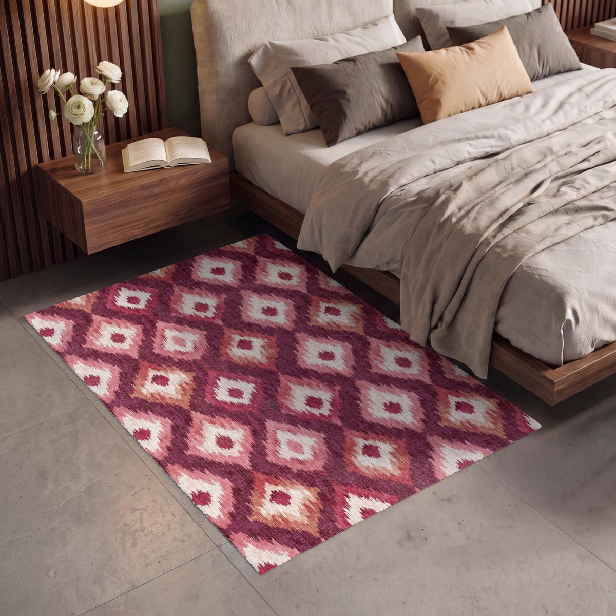 TEPPICH - Diamantformen - Rosa - Muster - Textur - 120x180 cm - Bordeaux, Kunststoff/Textil (120/0.4cm) - OnlyWow