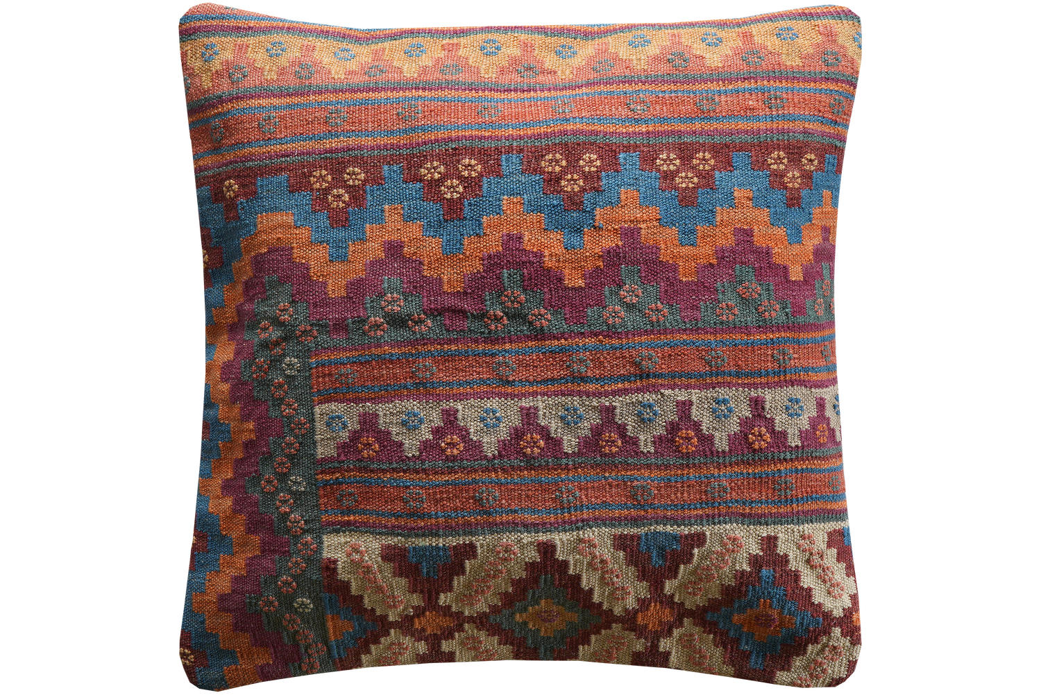 KELIM-KISSEN Mehrfarbig 65/65 cm Schurwolle - Multicolor, Textil (65/65cm) - Looma