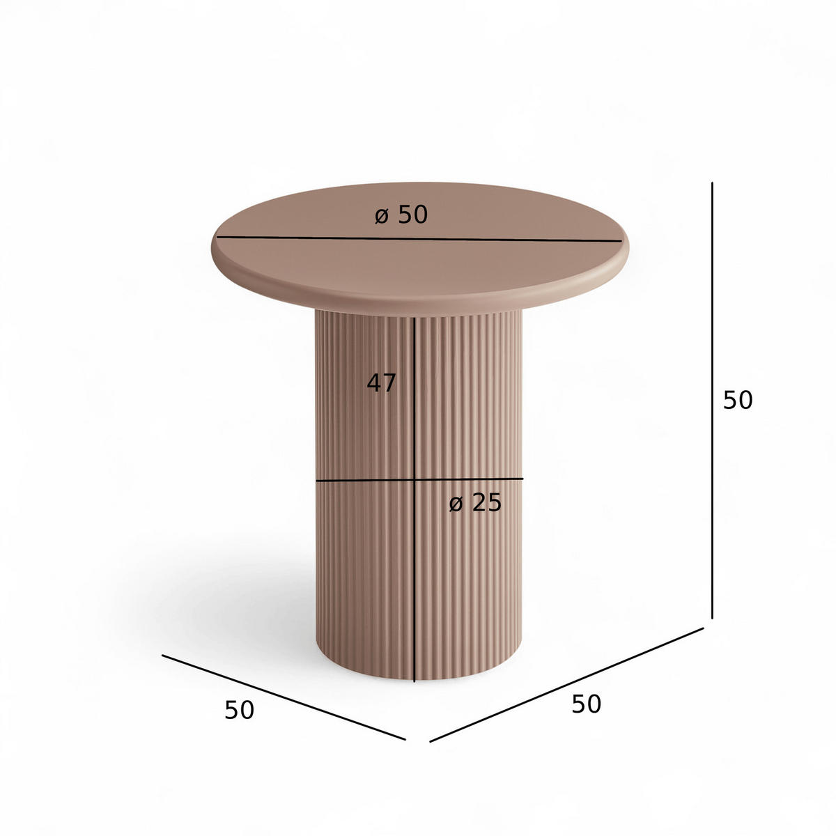 COUCHTISCH rund Mocha Mousse 50/50/50 cm - Hellbraun/Rotbraun, Holzwerkstoff (50/50/50cm) - Furnhouse