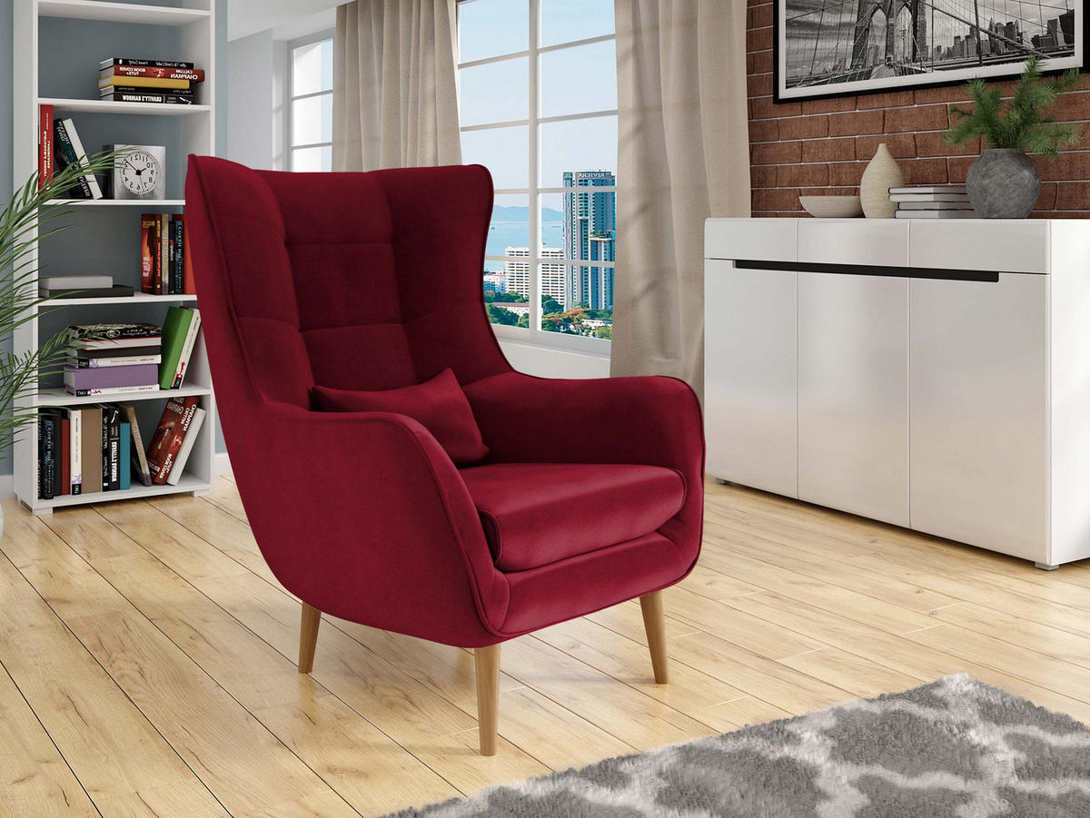 SESSEL Estjano - Beige/Rot, Holz (80/106/95cm) - MIRJAN24