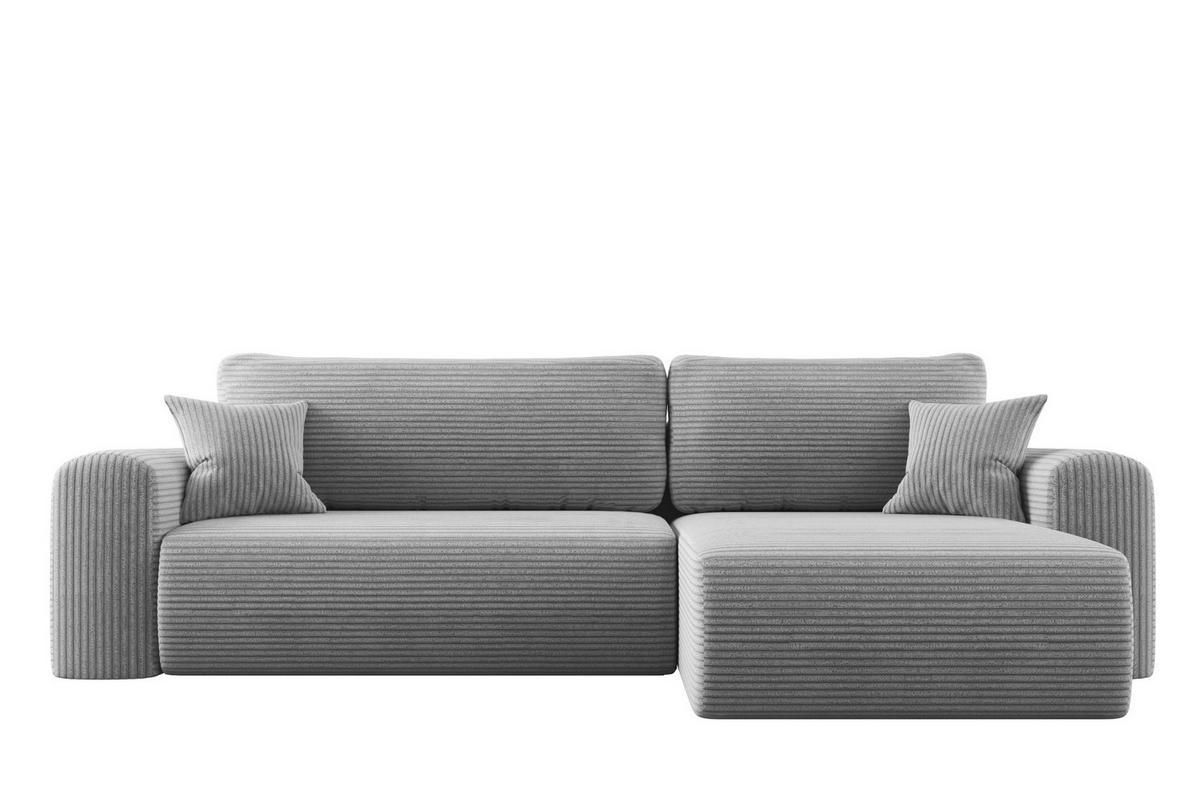 ECKSOFA Mit Schlaffunktion und Stauraum für Bettzeug Capri Stoff Poso Hellgrau Rechts - Hellgrau, Holz/Textil (272/145cm) - Kaiser Möbel