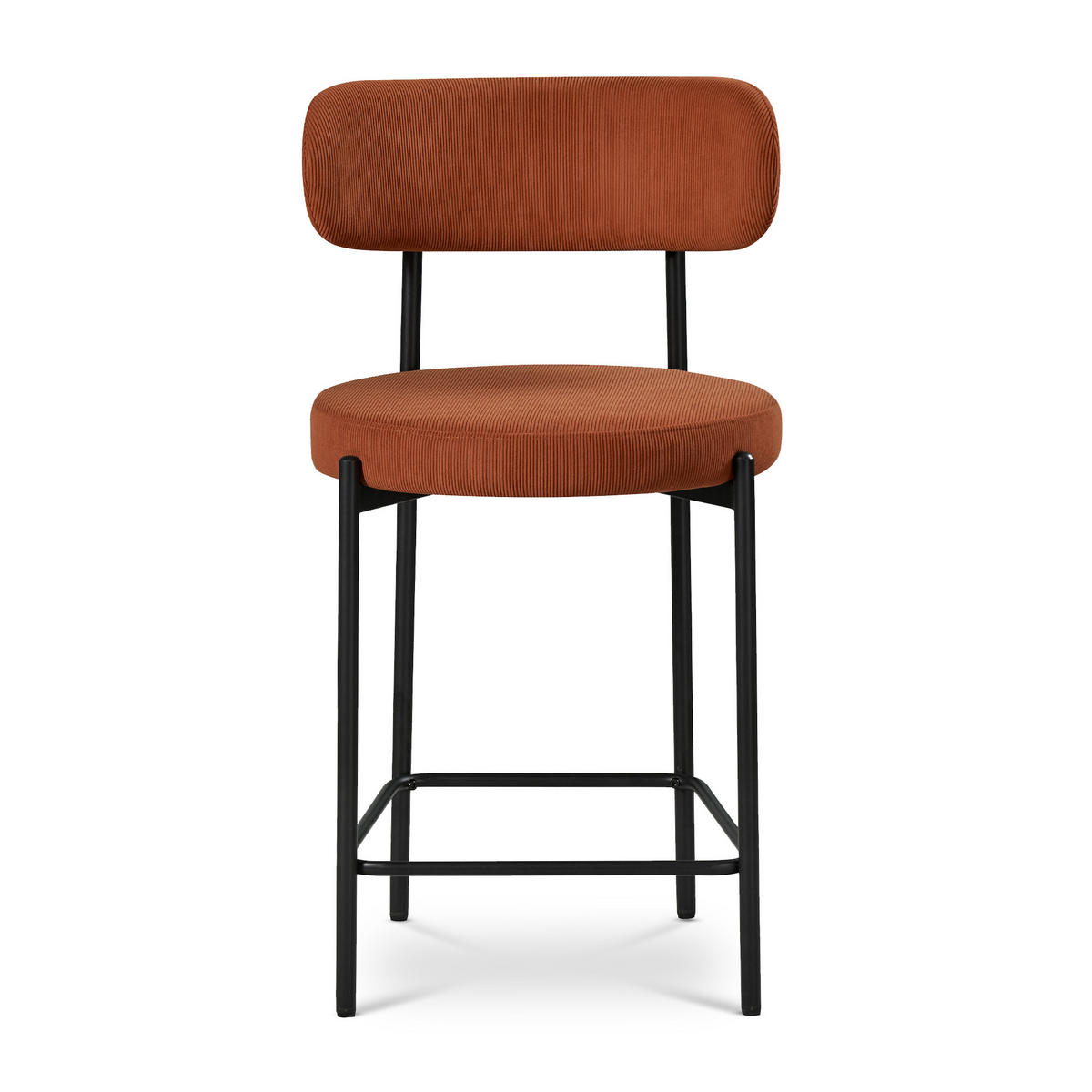 BARHOCKER 2er-Set Iris modernen aus terrakottafarbenem Cord, 65 cm - Terracotta/Schwarz, Textil/Metall (53.5/96/49.5cm) - Sicaan