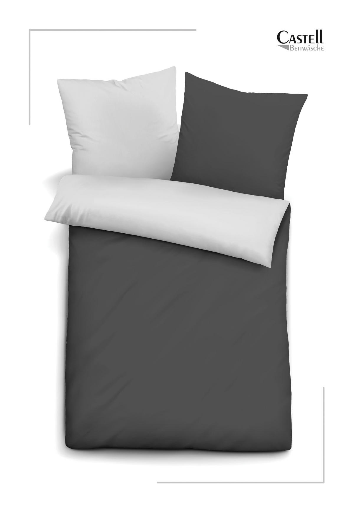 BETTWÄSCHE-GARNITUR Mikrofaser UNI schwarz, 200x200 cm + 80x80 cm - Schwarz, Textil (200/200cm) - Castell