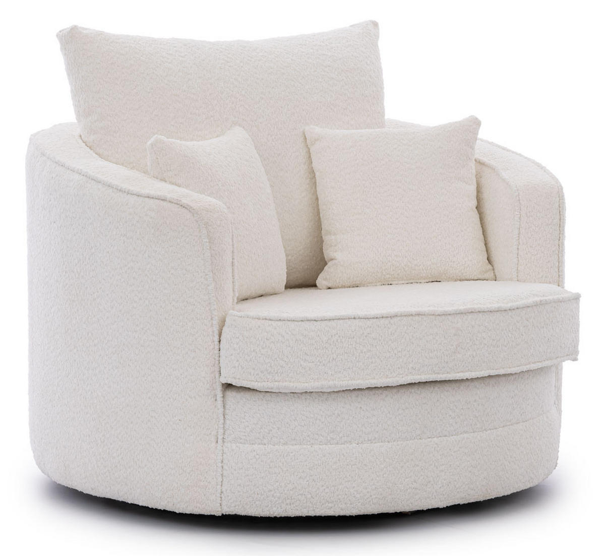 DREHSESSEL Ted aus Weiß Boucle-Stoff - Schwarz/Weiß, Holz/Textil (107/94/100cm) - S-Style Möbel