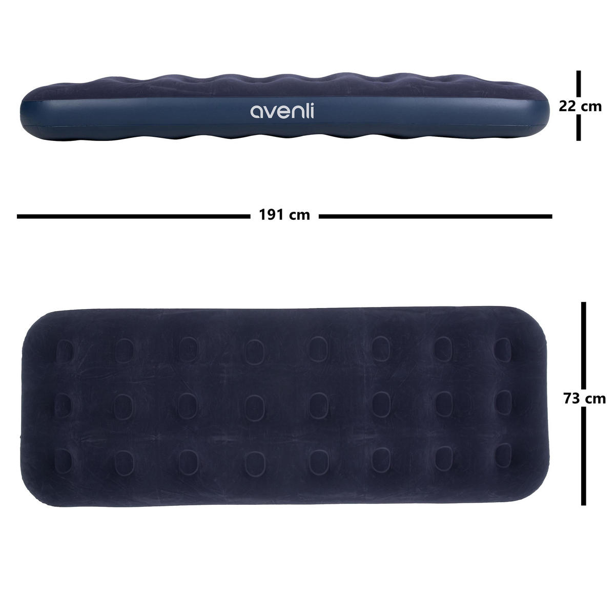 LUFTBETT Luftmatratze Camping 1 Person 191x73x22cm blau aufblasbar mit Pumpe - Blau, Kunststoff (73/191cm) - Avenli