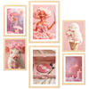 POSTER Set Mit 6 Ikonisches Pink, Kräftige Und Jugendliche Designillustration Ihres Zuhauses A3 & A4 Rahmen Aus Hellem Holz - Beige, Papier (29/3cm) - Nacnic