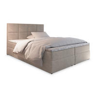 BOXBETT LENA 140x200 cm mit Matratze und Topper - Beige - Beige, Holz (140/200cm) - MASSENO