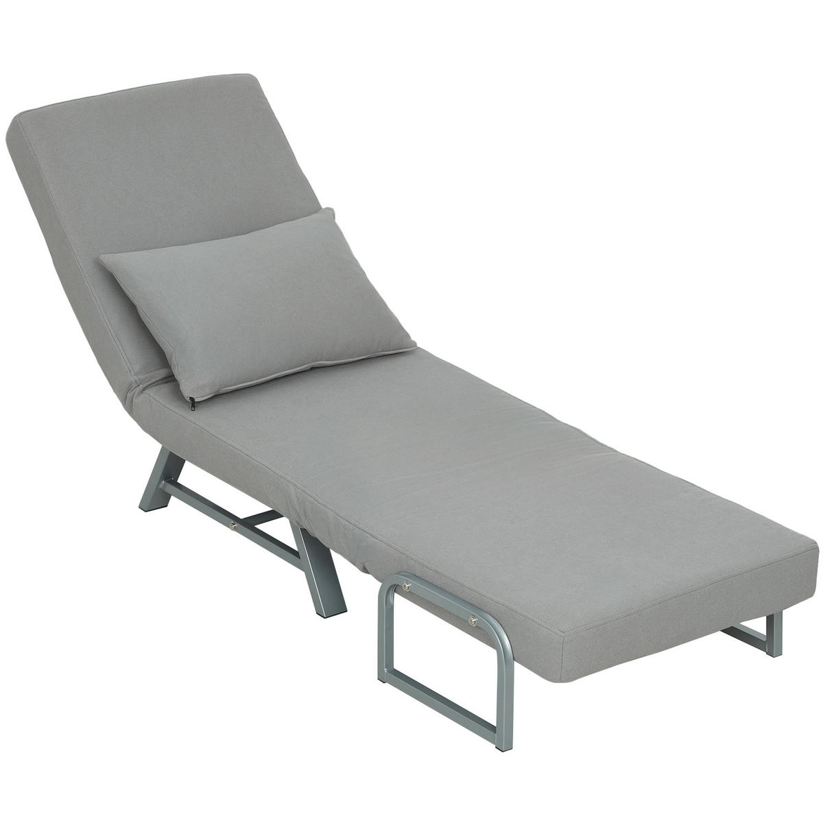 SCHLAFSESSEL DE-08241 zum Gästebett umwandelbar Hellgrau - Hellgrau, Metall (73/81/78cm) - ComfortXL