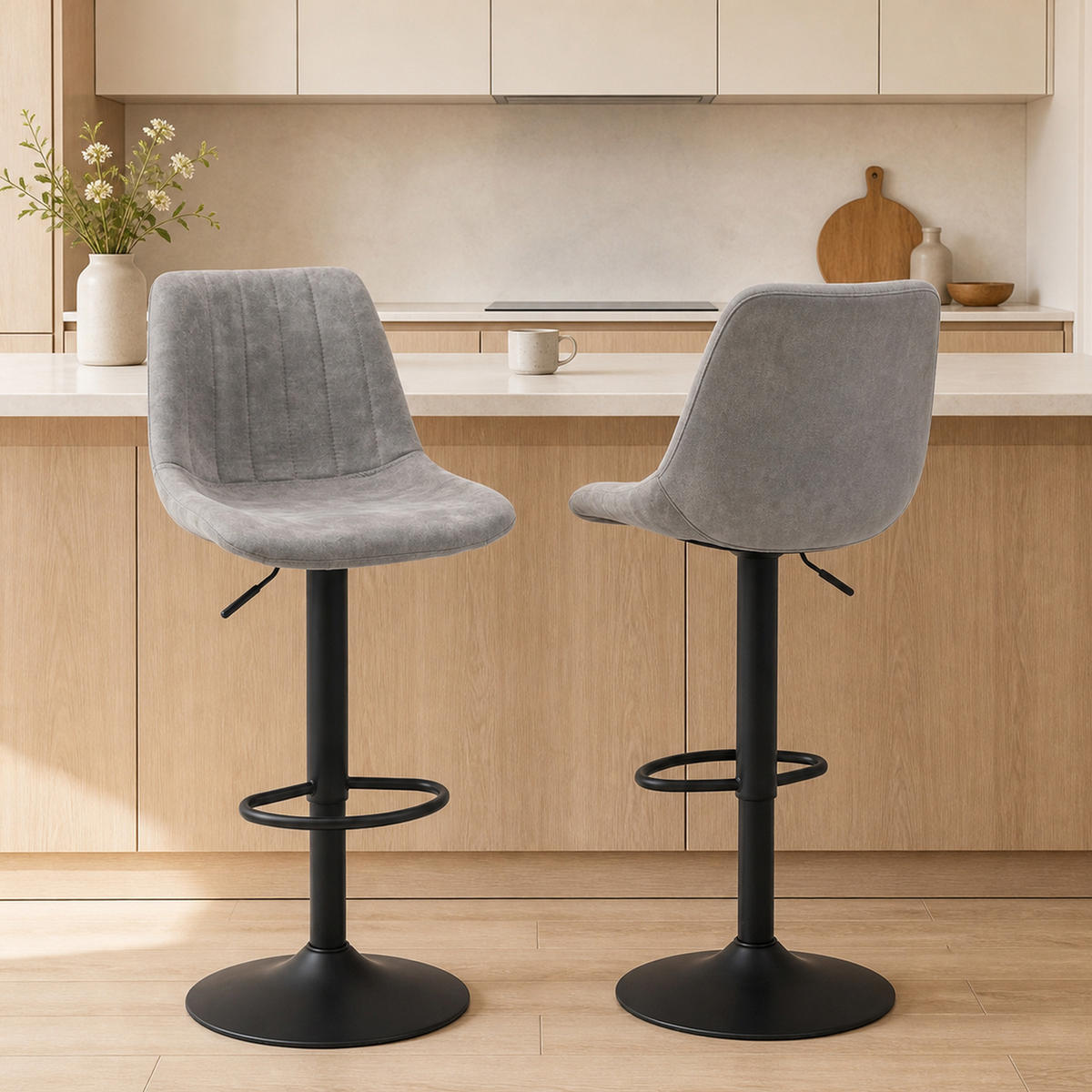 BARHOCKER 2er-Set Grau 46.5/43.0/110.0 cm - Grau, Textil (43/110/46.5cm)
