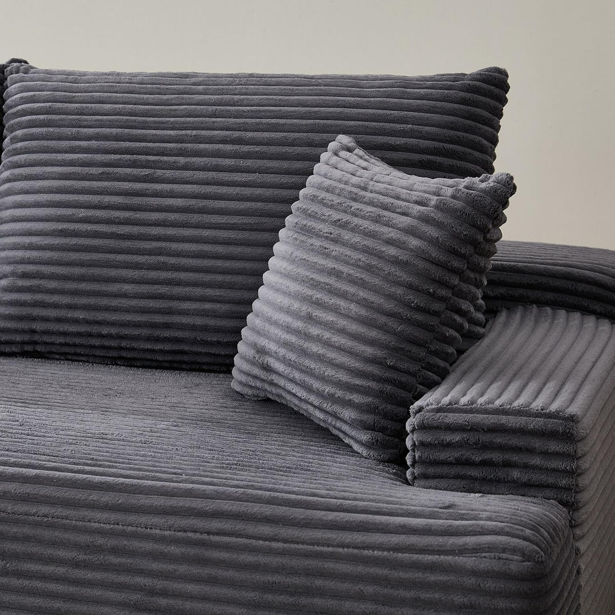 SOFA Coredo dunkelgrau Cord - Dunkelgrau, Textil (155/250cm) - Juskys