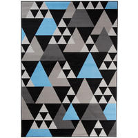 TEPPICH MAYA Blau Dreiecke Meliert 140/200 cm - Blau, Textil (140/200cm) - Tapiso
