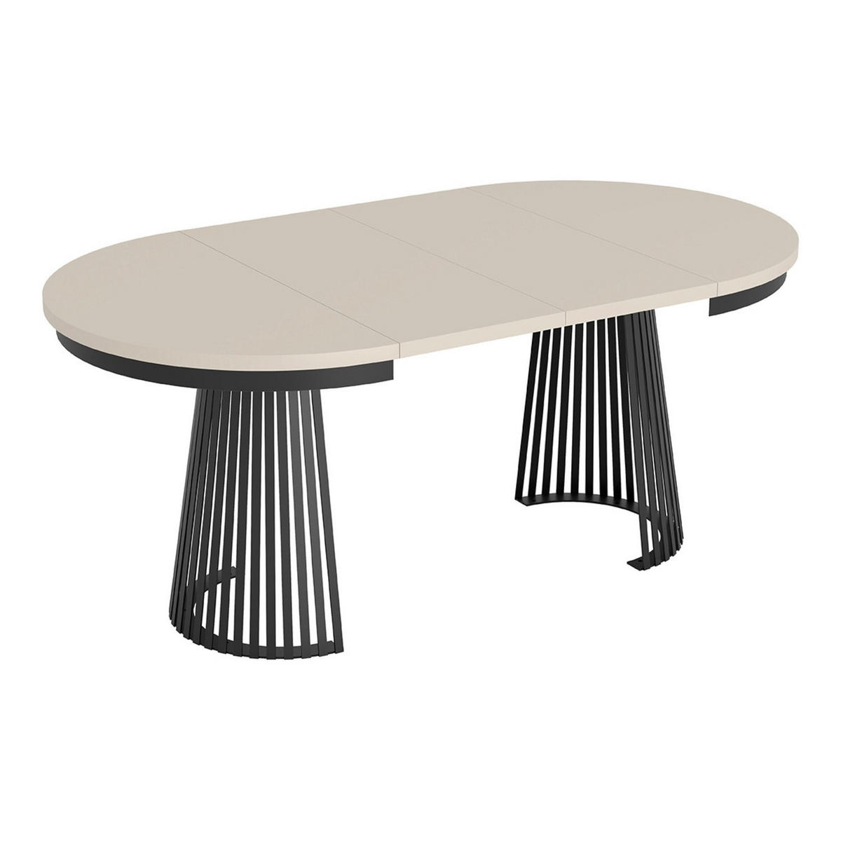 ESSTISCH Garda rund ausziehbar 100-180 x 100 x 76,6 cm Kaschmir/Schwarz - Kaschmir/Schwarz, Holzwerkstoff (100/100/76.6cm) - Koseto
