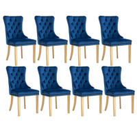 ESSZIMMERSTÜHLE 8er Set Samt Blau mit goldenen Edelstahlbeinen - Blau, Textil (50/95.2/62cm)