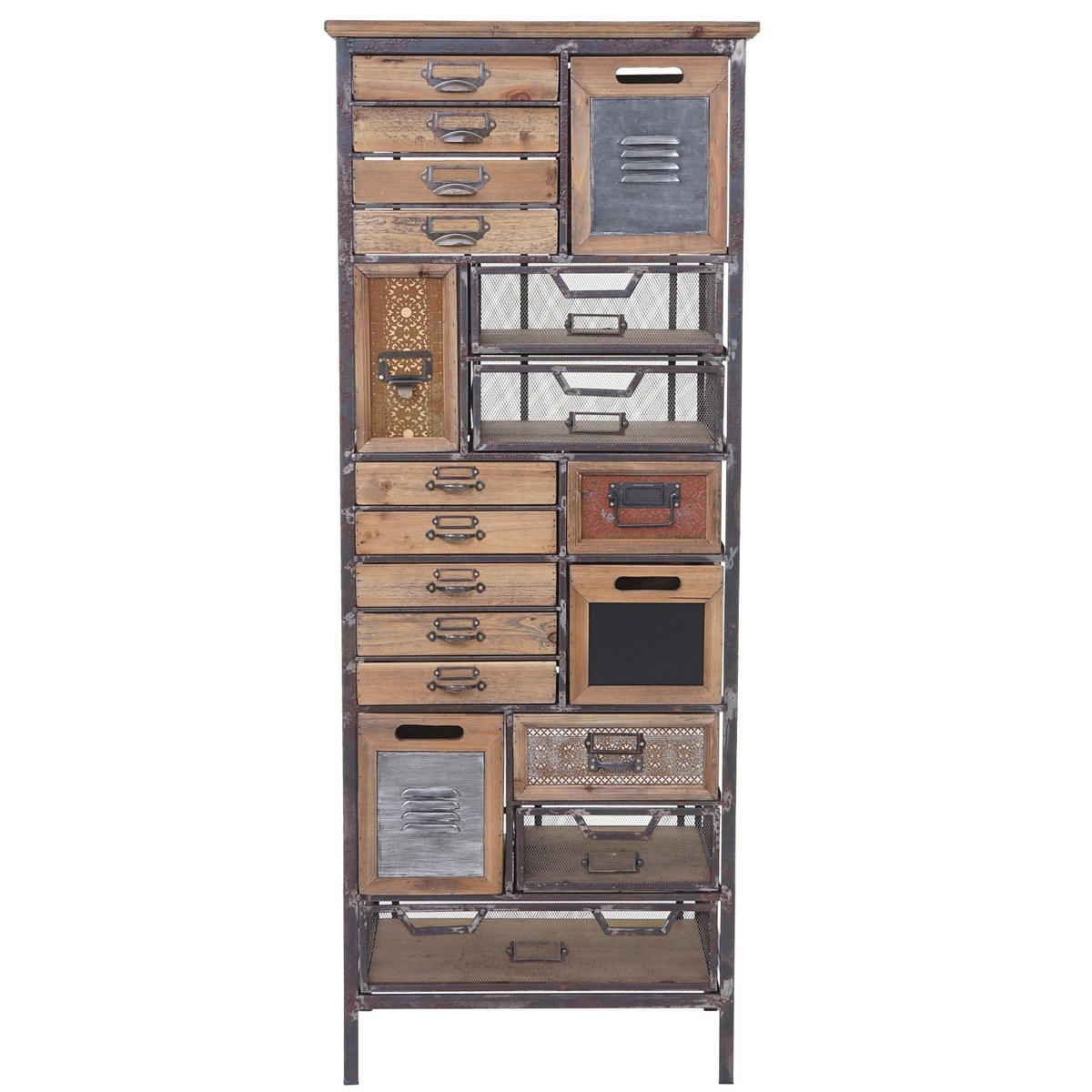 APOTHEKER-SCHRANK TANNE MASSIV Multicolor - Multicolor, Holz (56/143/33cm) - MCW