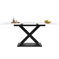 ESSTISCH 120-160/75/80 cm Weiß/Schwarz aus MDF und Metall mit Ausziehfunktion - Weiß, Holzwerkstoff (160/80/75cm) - OKMYHOME