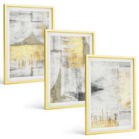 BILDER SET 3er Set - 40x60 cm Goldrahmen - Abstrakte modische Malereimuster - Goldfarben, Kunststoff (40/60cm) - TULUP