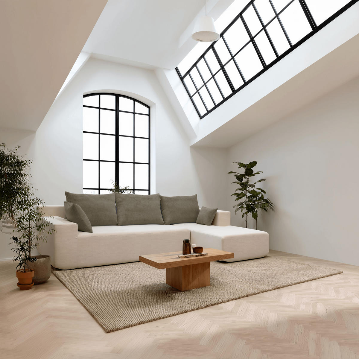 ECKSOFA Luna Sand Braun 3-Sitzer Rechts - Braun, Textil (267/175cm) - COCO Living