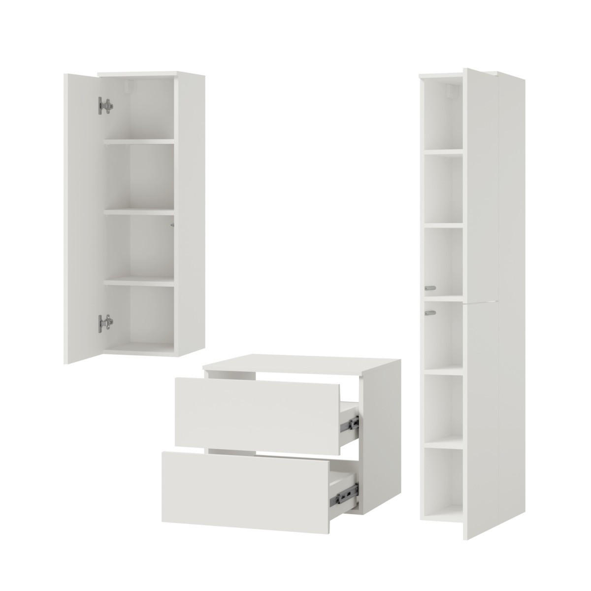 BADMÖBEL-SET Color Weiß 3-Teilig (2S 60 + 1D 100 + 2D 160) - Weiß, Holzwerkstoff (120/160/45cm) - mzm24