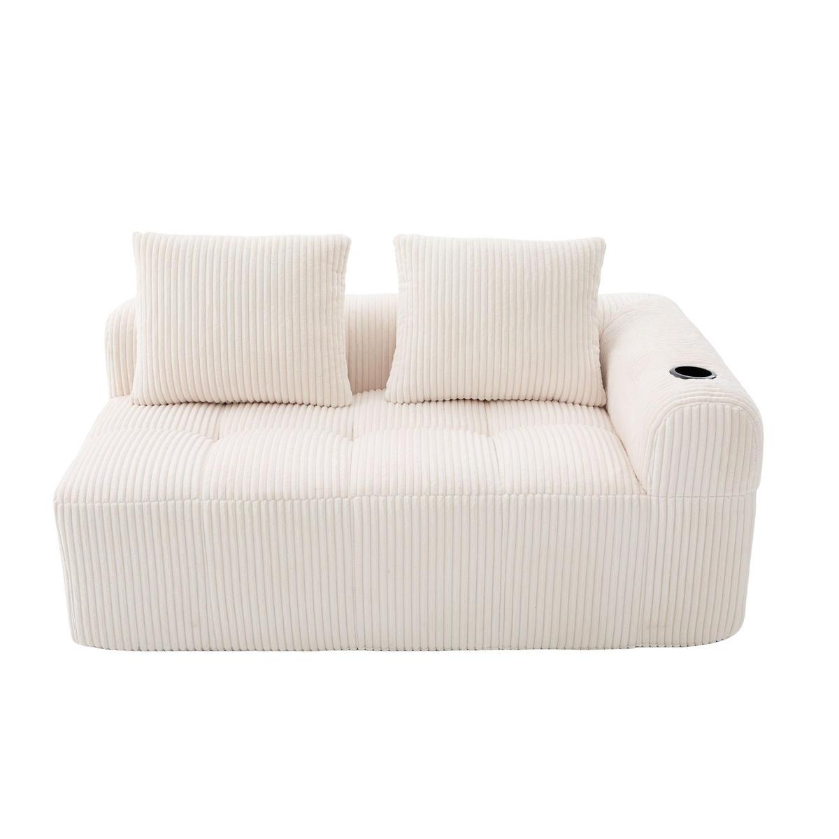 2-SITZER Sofa Cord mit Seitenfächern und Becherhaltern 158/93/61 cm Beige - Beige, Textil (93/61/158cm) - Redom