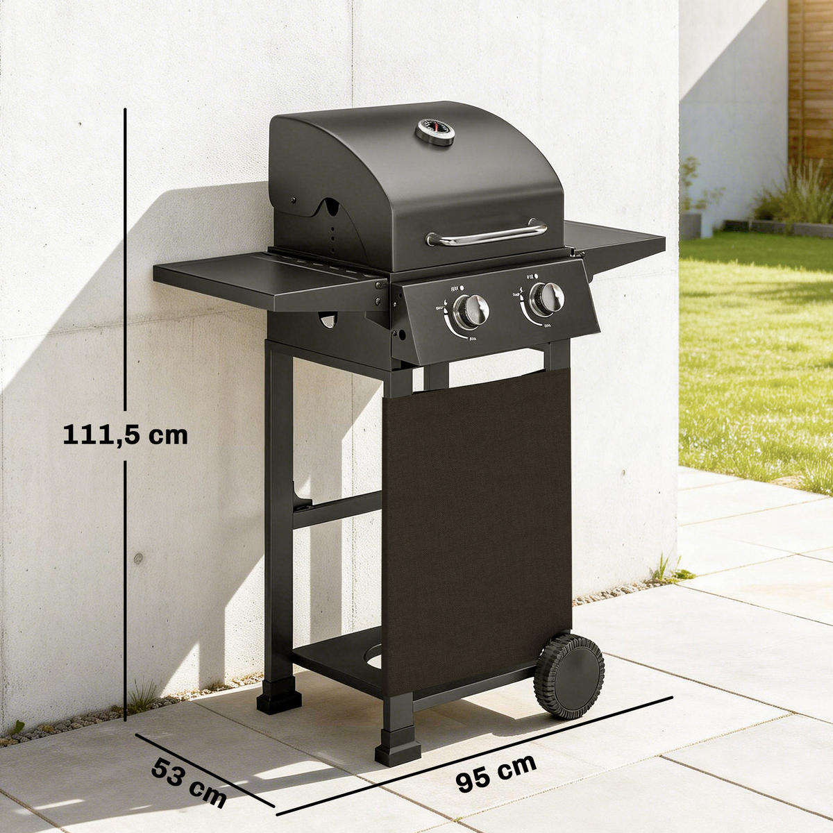 GASGRILL Stahl Metall Schwarz - Schwarz, Metall (53/111.5/95cm) - Outsunny