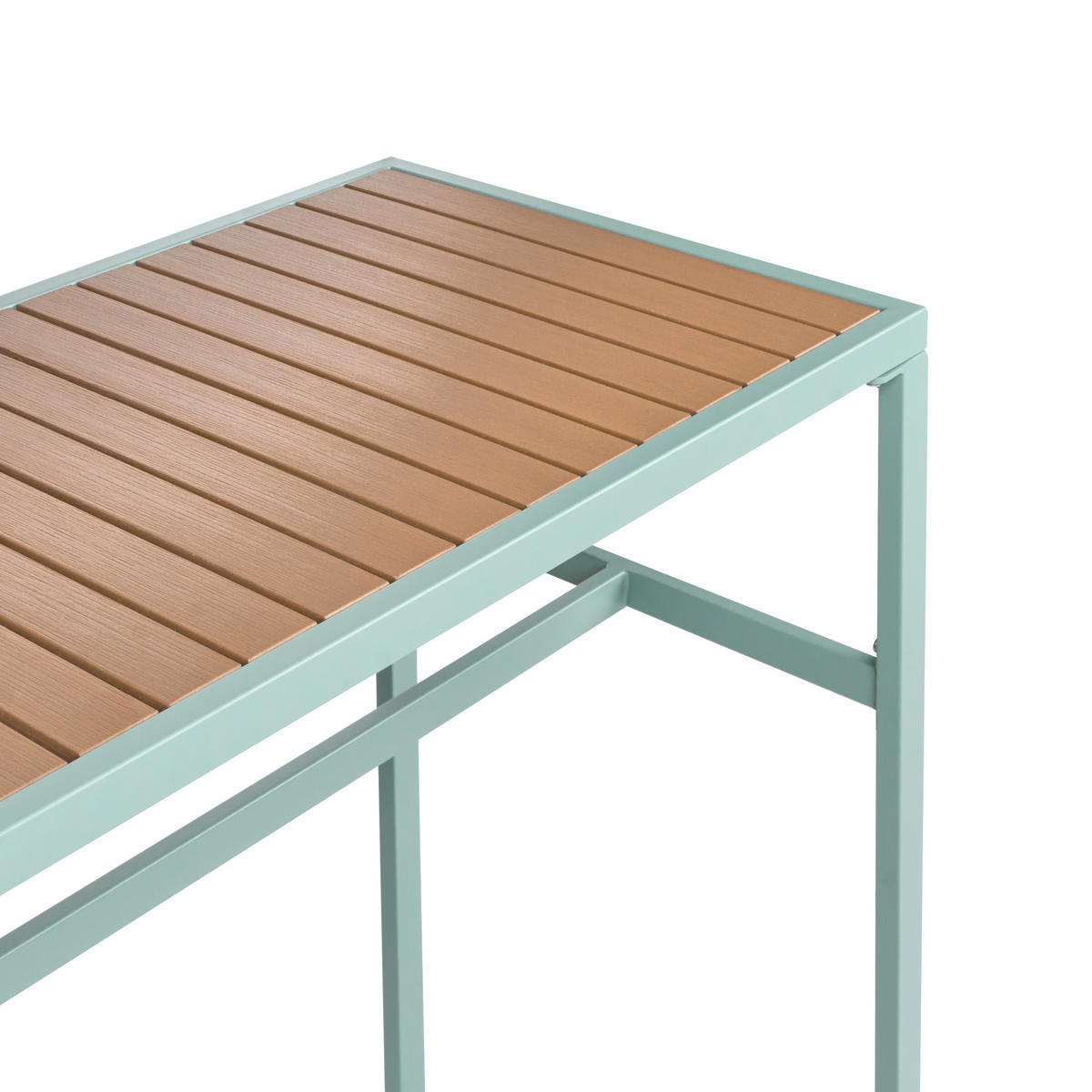 ZAHRADNÍ BAROVÝ STŮL 150/50 cm Světle zelený Avetrana - světle zelená, kov (150/50/90cm) - Beliani