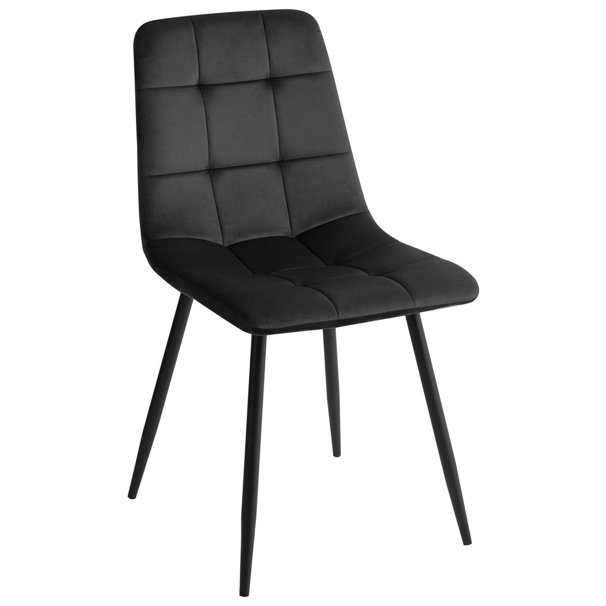 ESSZIMMERSTUHL 4er Set Samtstoff Schwarz Powell - Schwarz, Textil/Metall (45/88/62cm) - Beliani