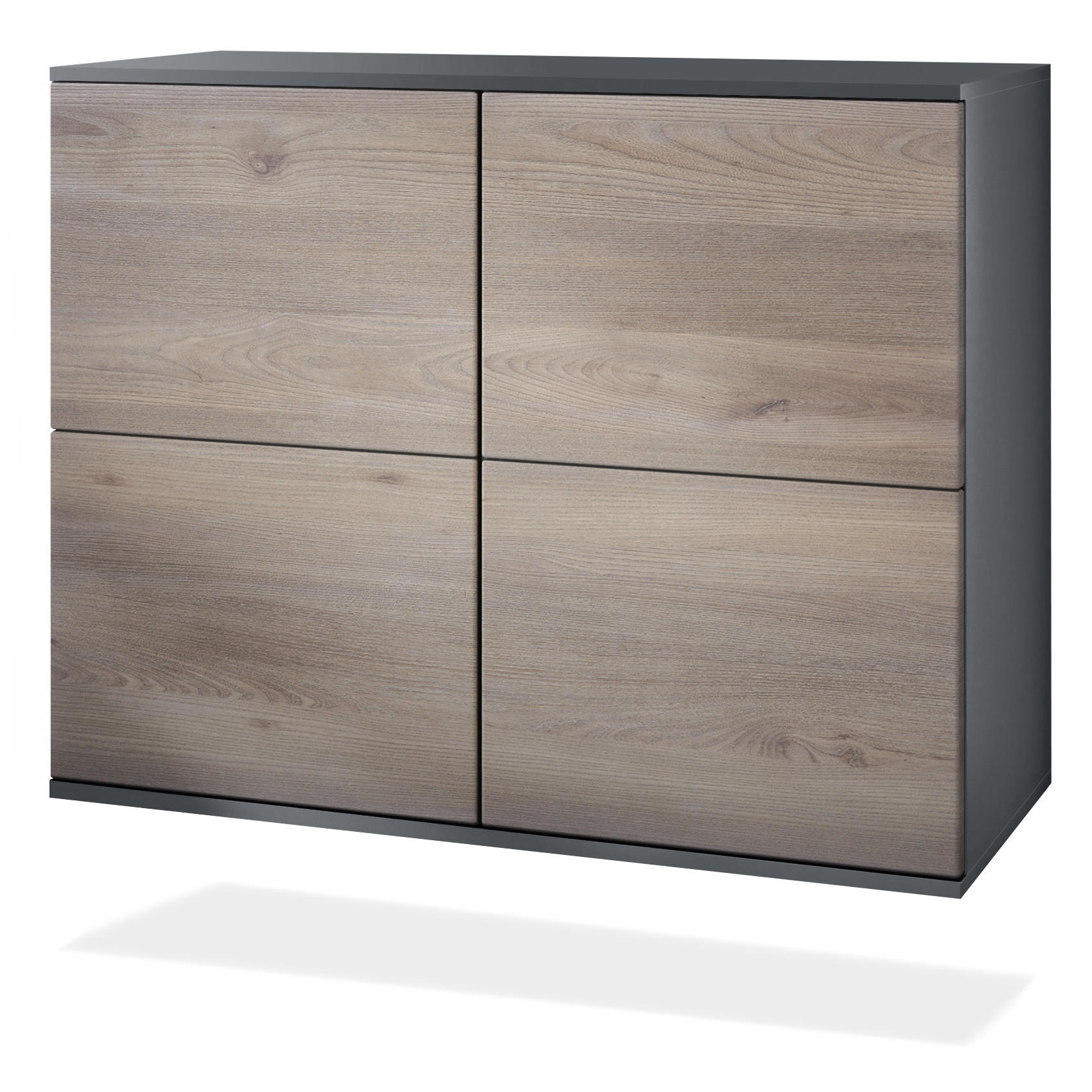 KOMMODE Rova Eiche Nordic - Silbereichenfarben, Holzwerkstoff (92.5/73.5/35cm) - Vladon