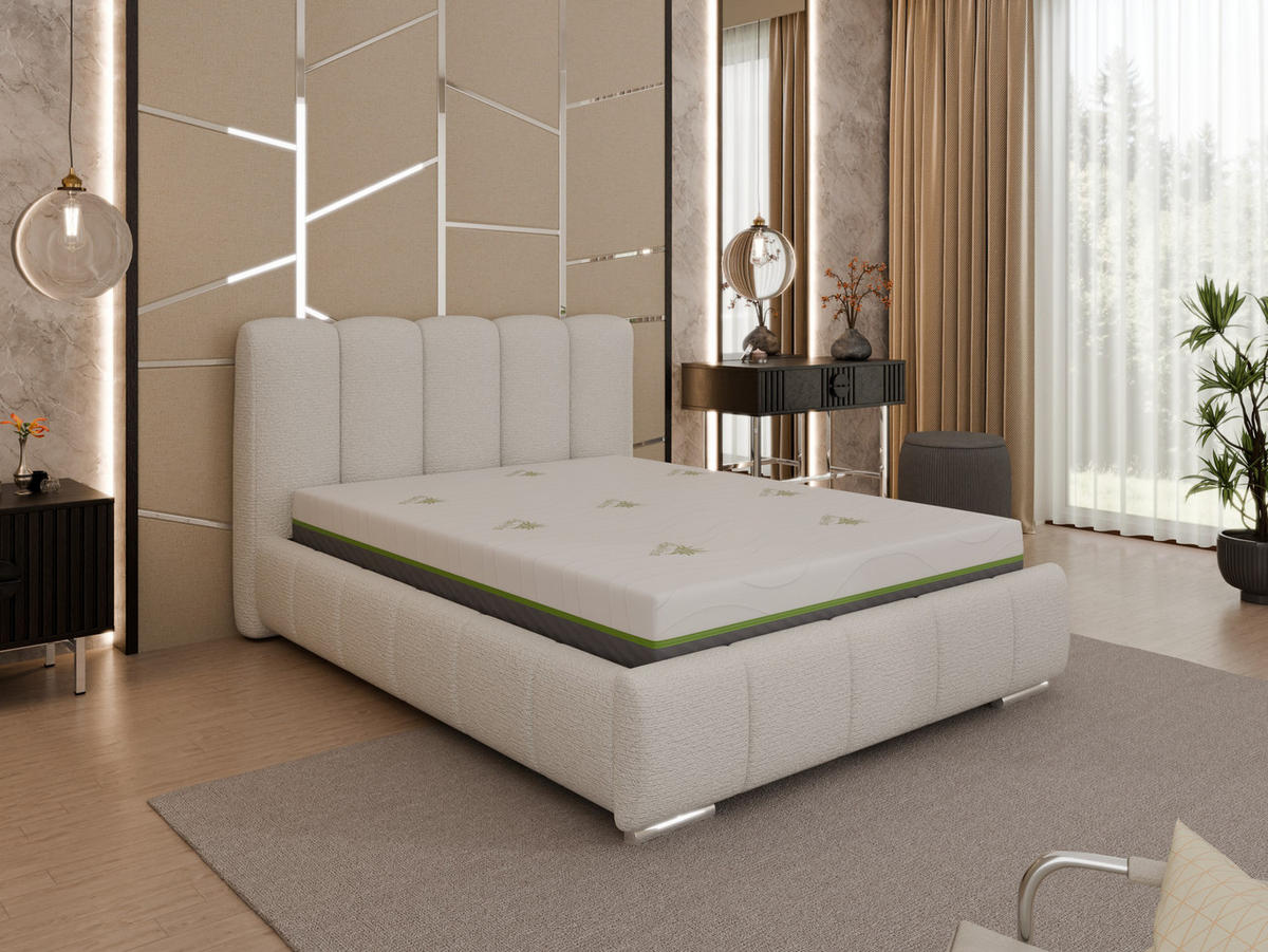 POLSTERBETT Zaira 140x200cm – Elegantes Polsterbett für modernen Wohnstil , ZONIERTE TASCHENFEDERN KOKOS (21cm), cappuccino - Cappuccino, Holz (140/200cm) - Homesy