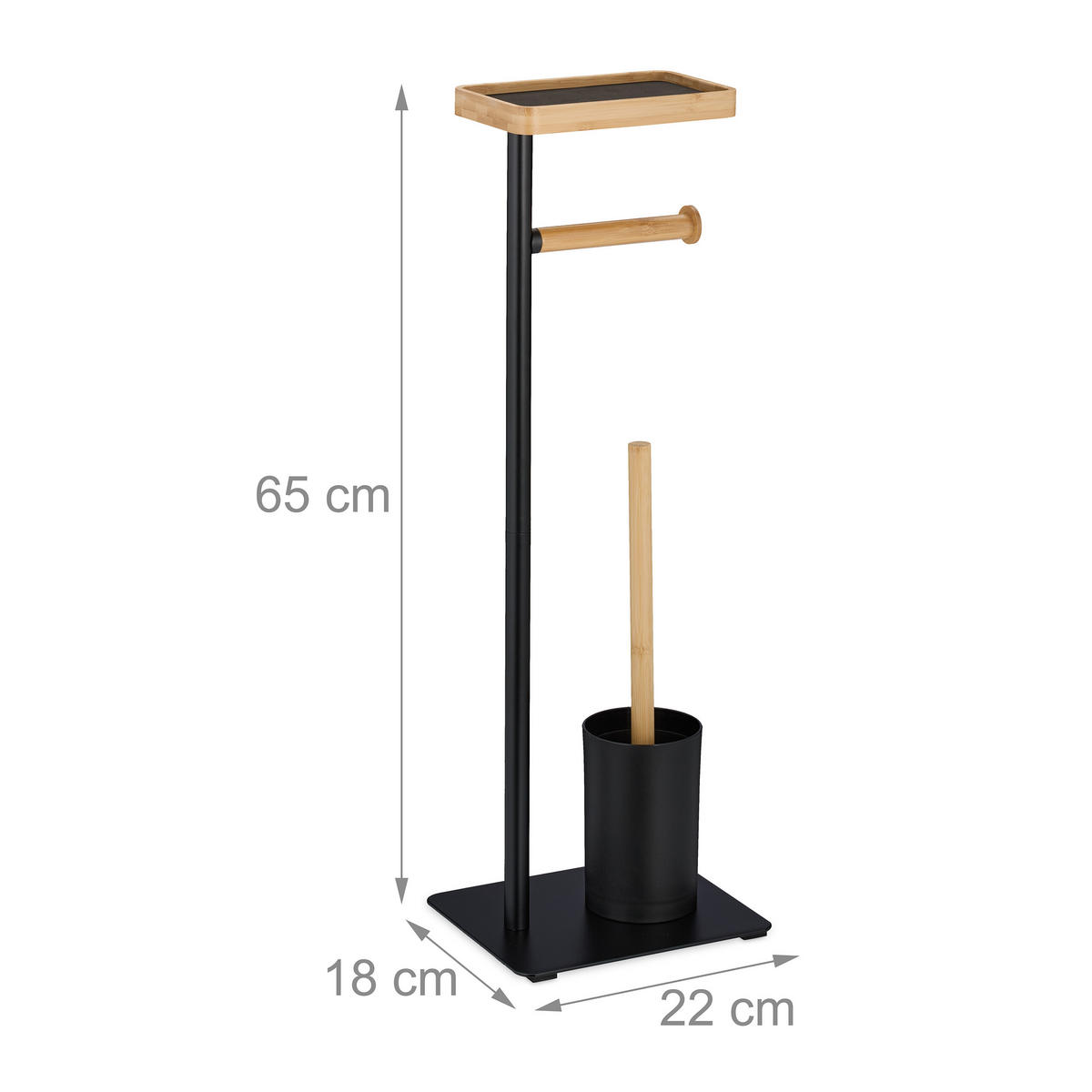 WC-GARNITUR - Schwarz, Holz/Kunststoff (22/65/18cm) - Relaxdays