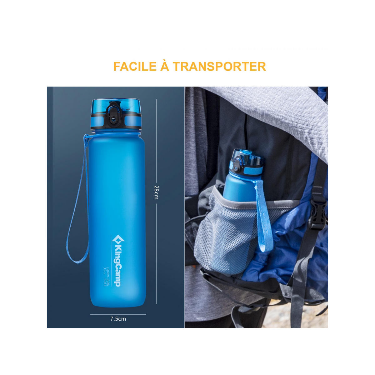 TRINKFLASCHE - Aus Tritan - Inhalt: 1 Liter - Blau, Kunststoff (1L) - Kingcamp