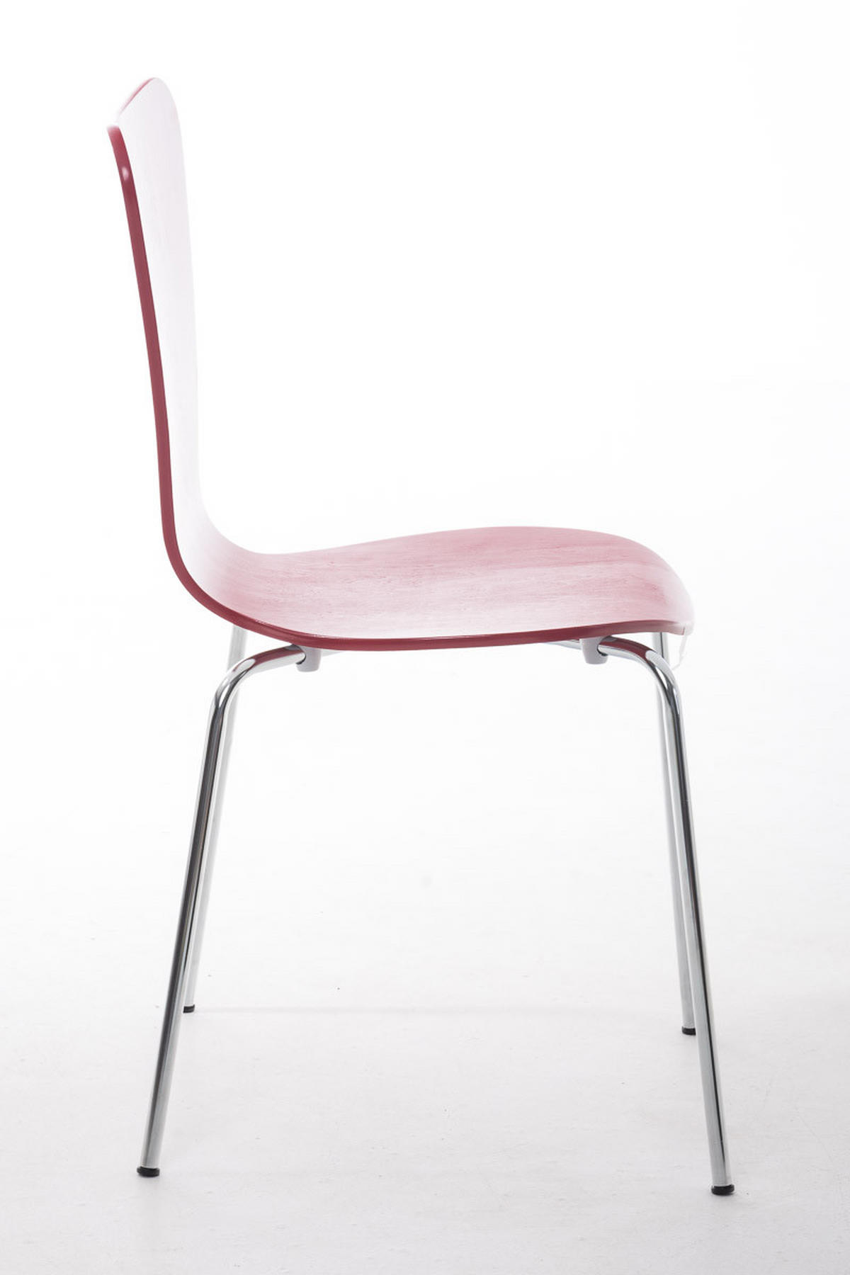 BESUCHERSTUHL Calisso mit Holzsitz und Metallgestell, Farbe: Rot - Chromfarben/Rot, Holz/Metall (42/85/47cm) - TPFLiving