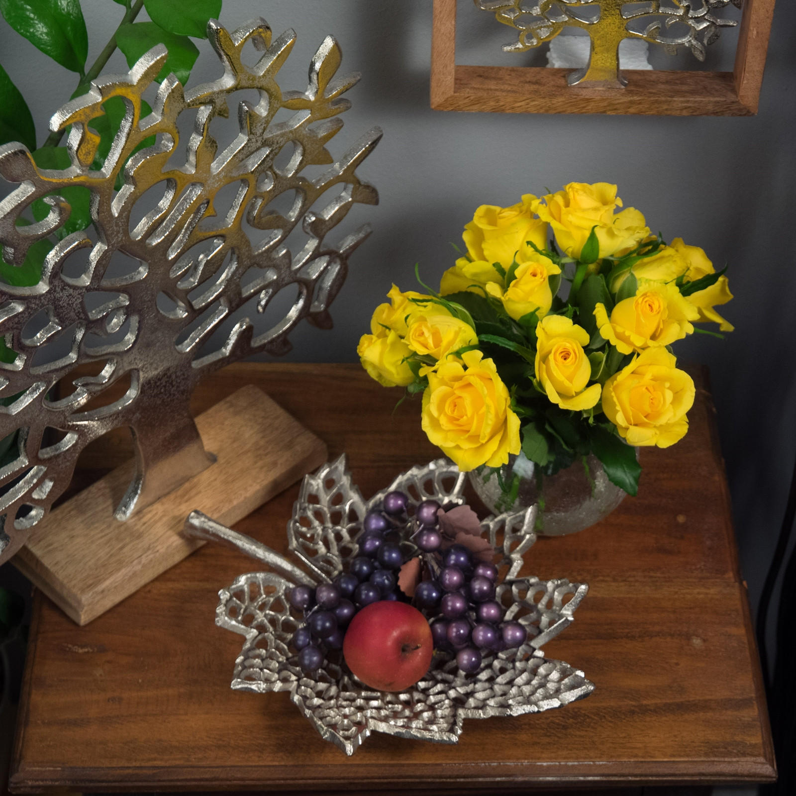 DEKO-SCHALE Leaf 30 Metall Silber - Silberfarben, Metall (22cm) - DESIGN DELIGHTS