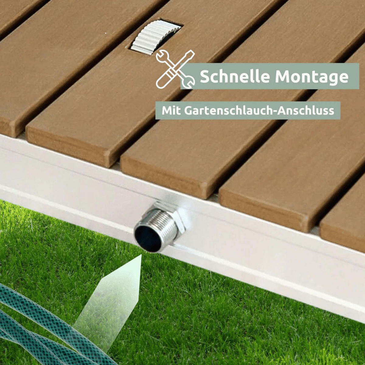 GARTENDUSCHE Outdoor eckig TYLIX WPC Bodendusche - Braun, Holzwerkstoff (70/7/55cm) - DELUKE
