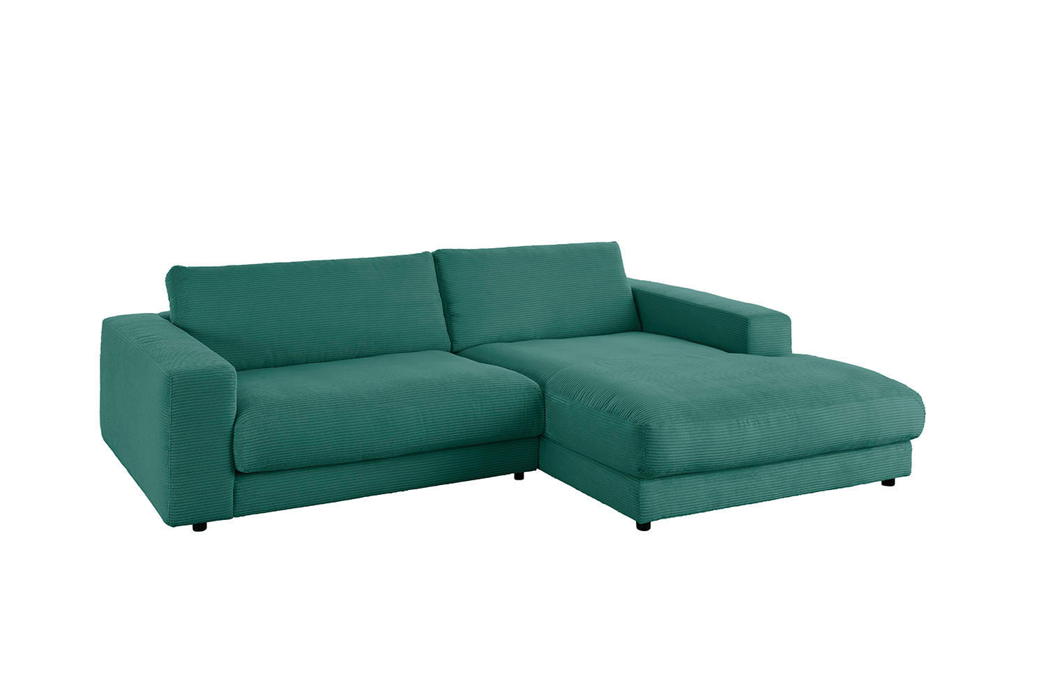 ECKSOFA MADELINE Smaragdgrün Cord - Smaragdgrün/Schwarz, Kunststoff/Textil (270/190cm) - KAWOLA