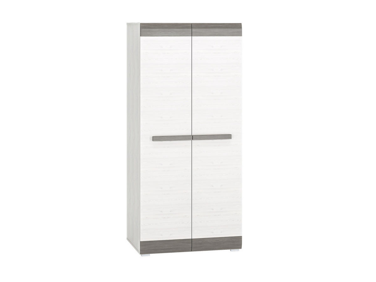 KLEIDERSCHRANK Blanco Pinie weiß / grau 92 / 65 / 202cm - Weiß, Holz/Holzwerkstoff (92/202/65cm) - Feldmann-Wohnen