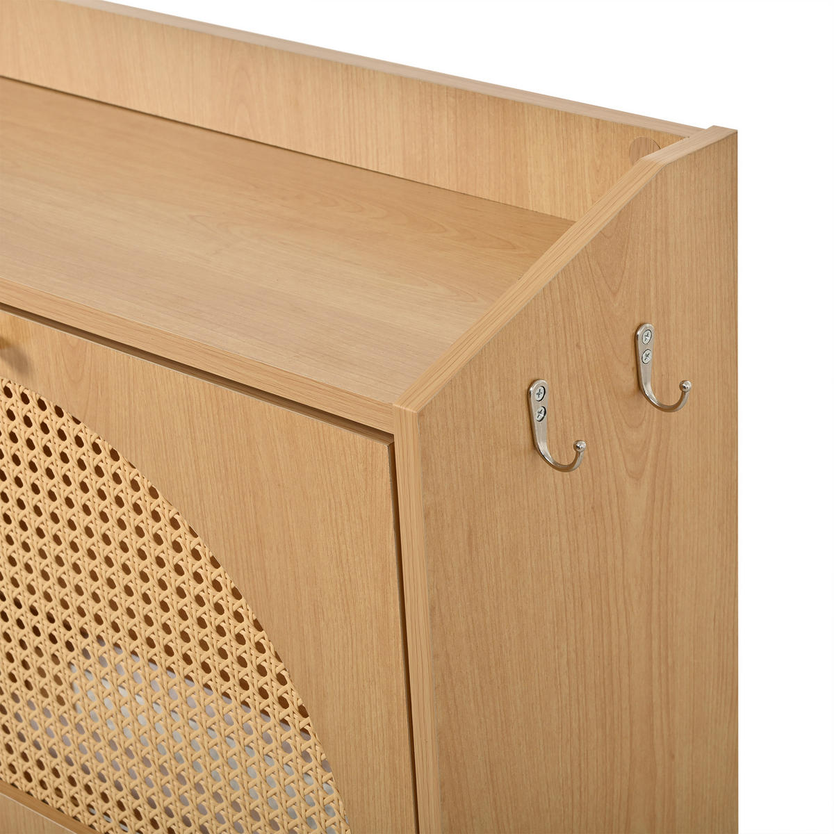 SCHUHSCHRANK in Naturfarben mit 4 Kipptüren mit 8 Fächern für Flur, B120/T24/H90 cm - Naturfarben, Holzwerkstoff (120/90/24cm) - STILVORA