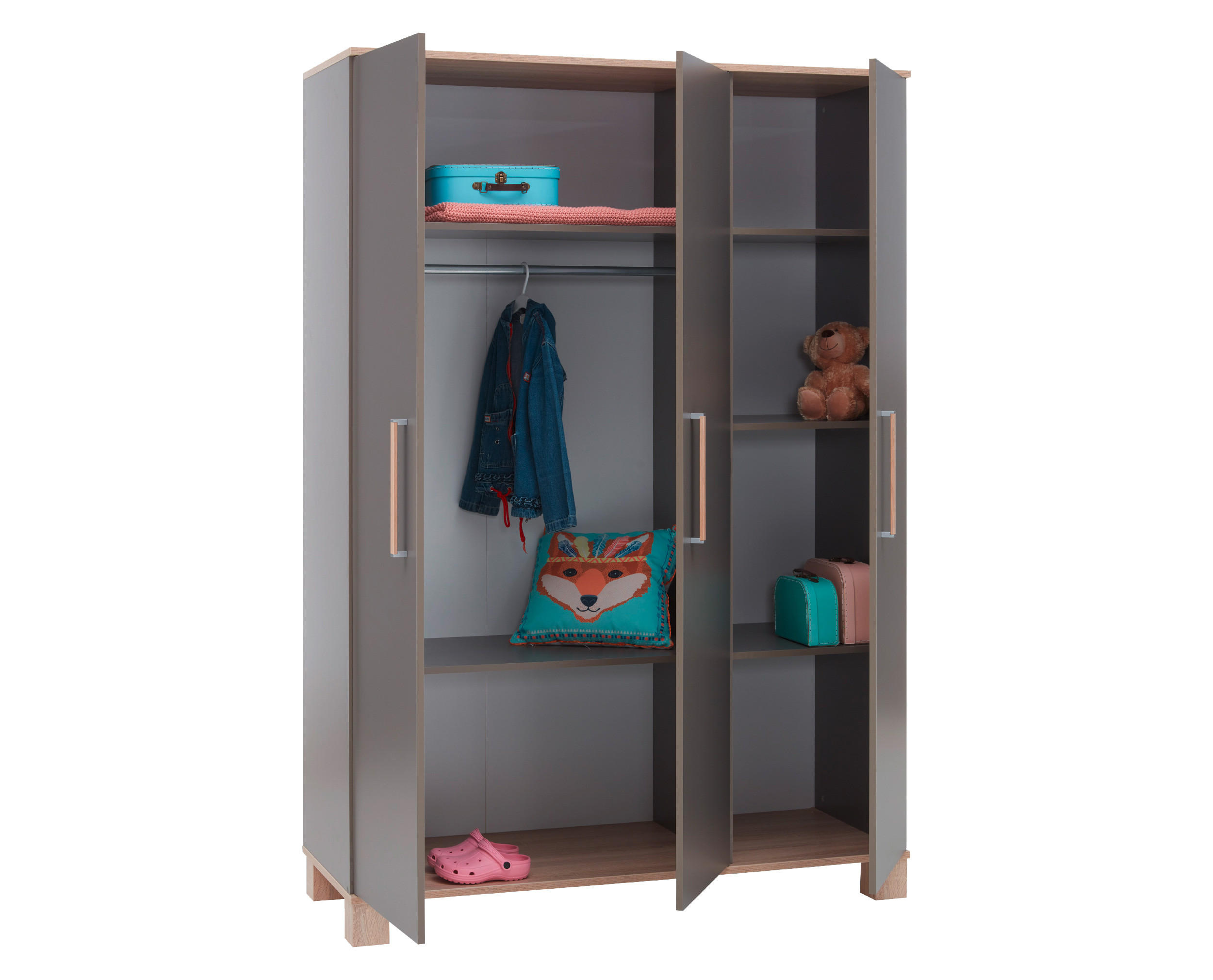 KLEIDERSCHRANK Cloe 131/189/51 cm mit Türdämpfung - Eichefarben/Anthrazit, Holzwerkstoff (131/189/51cm) - arthur berndt