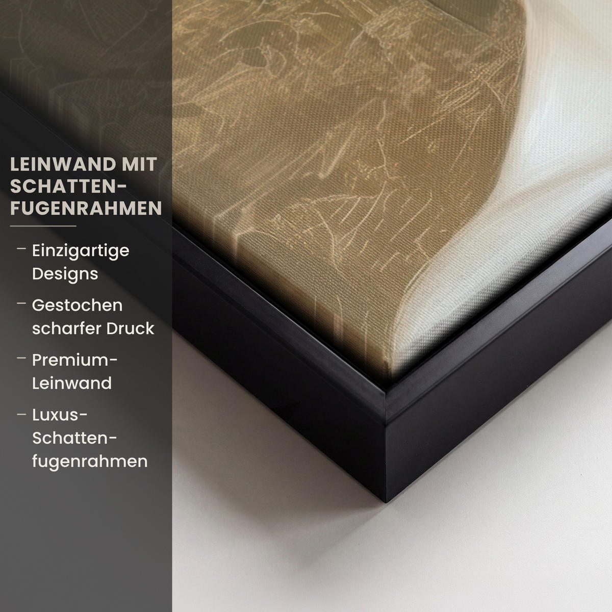 LEINWAND Bilder mit Rahmen - Gesicht - Blumen - Gold - Abstrakt - 70x100 - Goldfarben, Textil (70/100cm) - MuchoWow